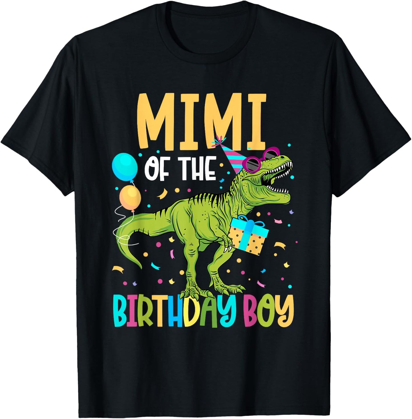 Mimi Of The Birthday Boy Family Matching Dinosaur Squad T-Shirt - T-Shirt | Black