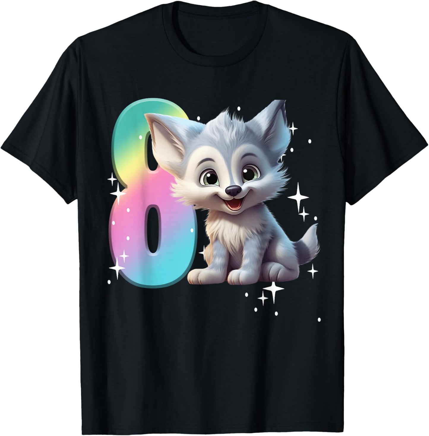 8th Birthday Wolf Shirt Birthday Girl Outfit Wolves 8 Eight T-Shirt - T-Shirt | Black