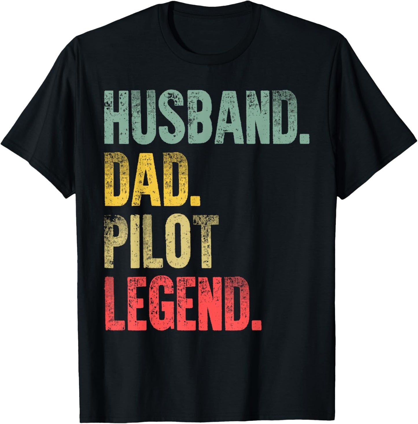 Funny Vintage Shirt Husband Dad Pilot Legend Retro T-Shirt - T-Shirt | Black