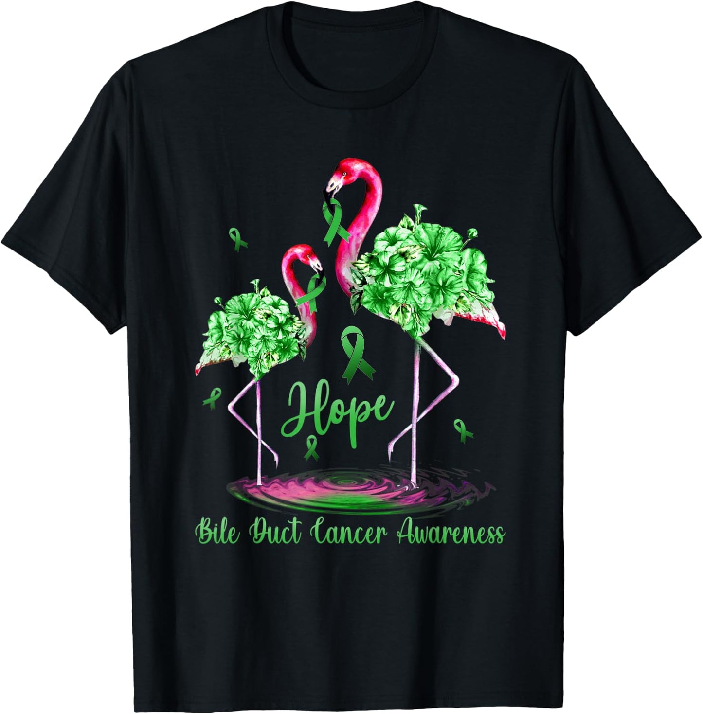 Flamingo Bile Duct Cancer Awareness T-Shirt - T-Shirt | Black