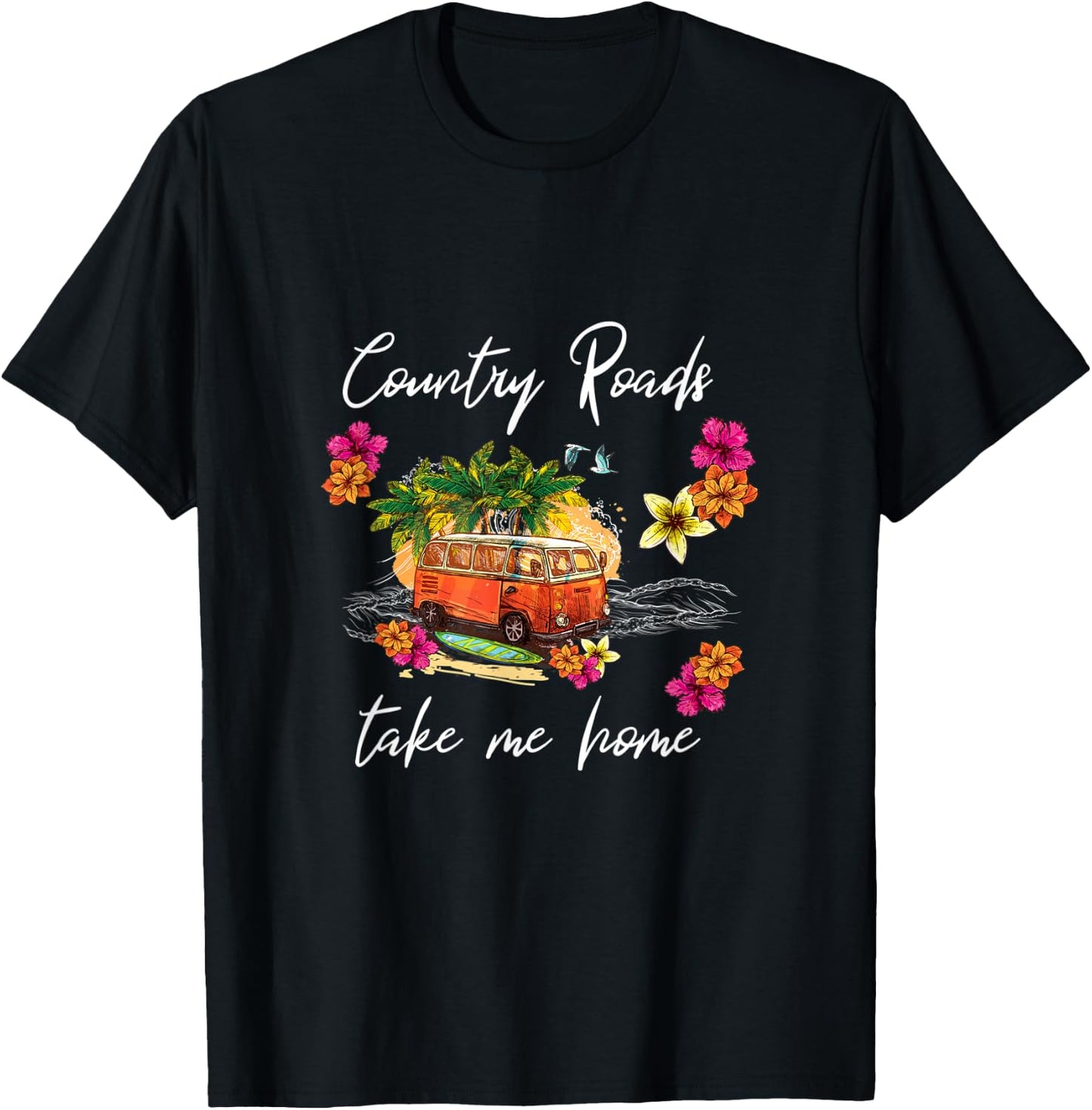Country roads take me home Surf bus T-Shirt - T-Shirt | Black