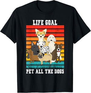 Funny Vintage Dog Lover Life Goal Pet All The Dogs Women Kids T-Shirt - T-Shirt | Black