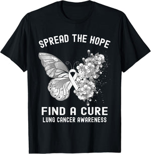Spread The Hope Find A Cure Lung Cancer Awareness T-Shirt - T-Shirt | Black