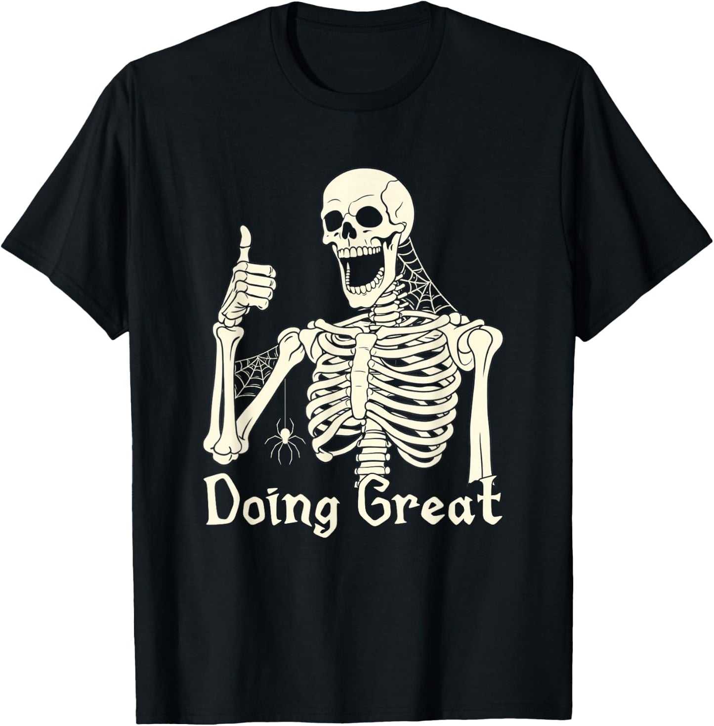 Skeleton Sarcastic Joke Meme Doing Great Thumbs Up Hilarious T-Shirt - T-Shirt | Black
