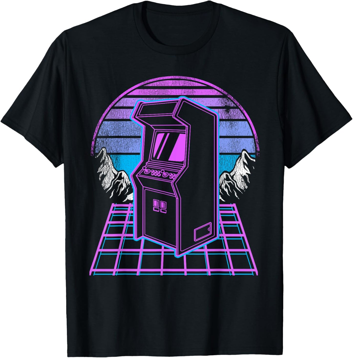 Arcade Machine Synthwave 90s Video Games Retro Gaming T-Shirt - T-Shirt | Black