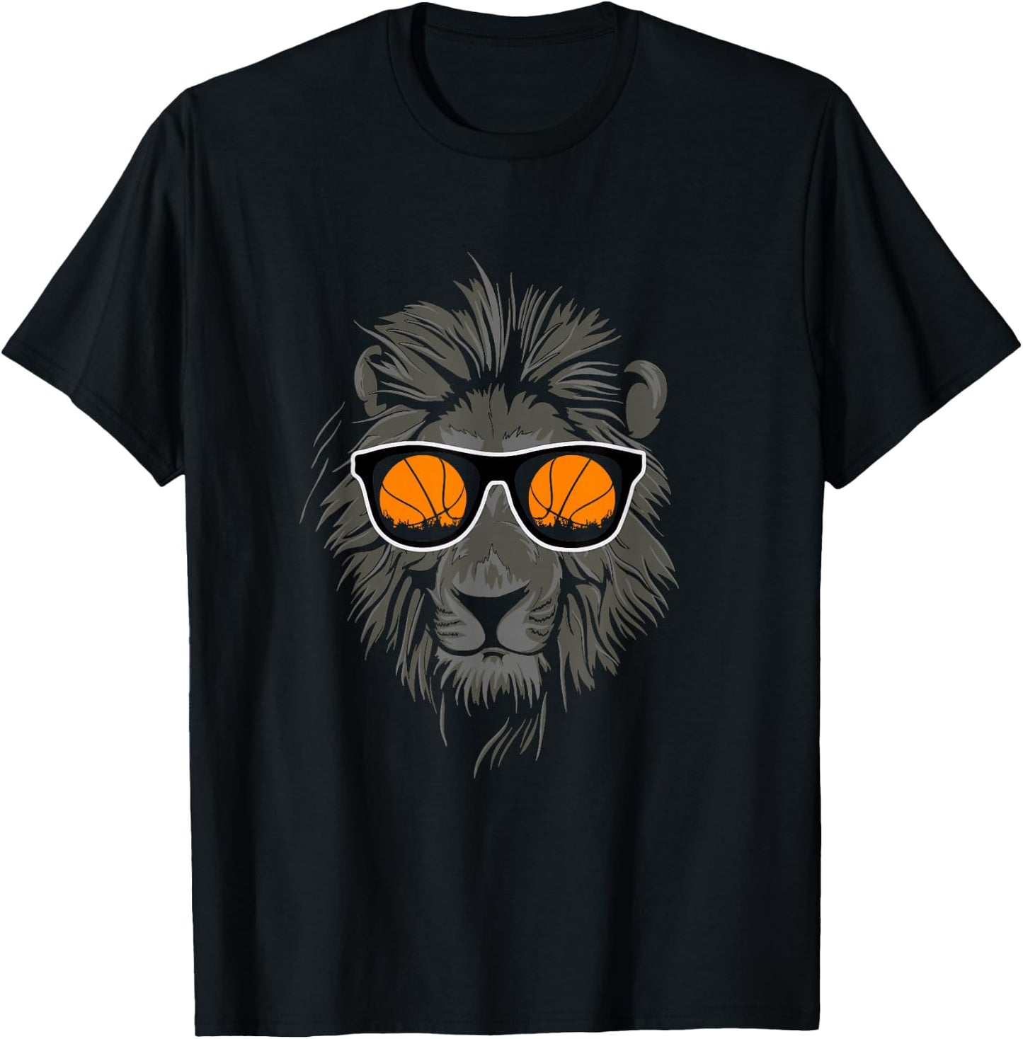 Cool Basketball Lion With Sunglasses T-Shirt - T-Shirt | Black
