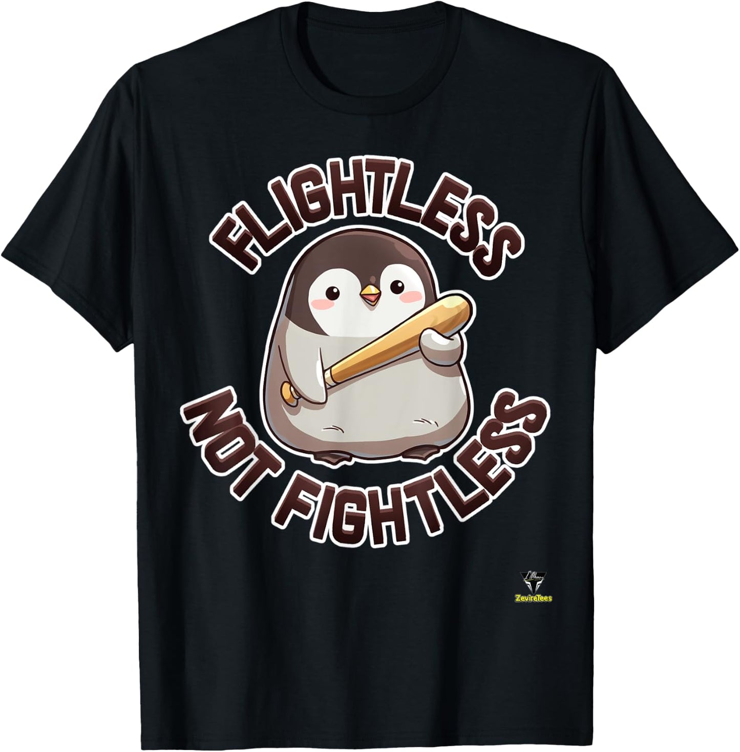 Flightless not Fightless - a menacing penguin T-Shirt - T-Shirt | Black