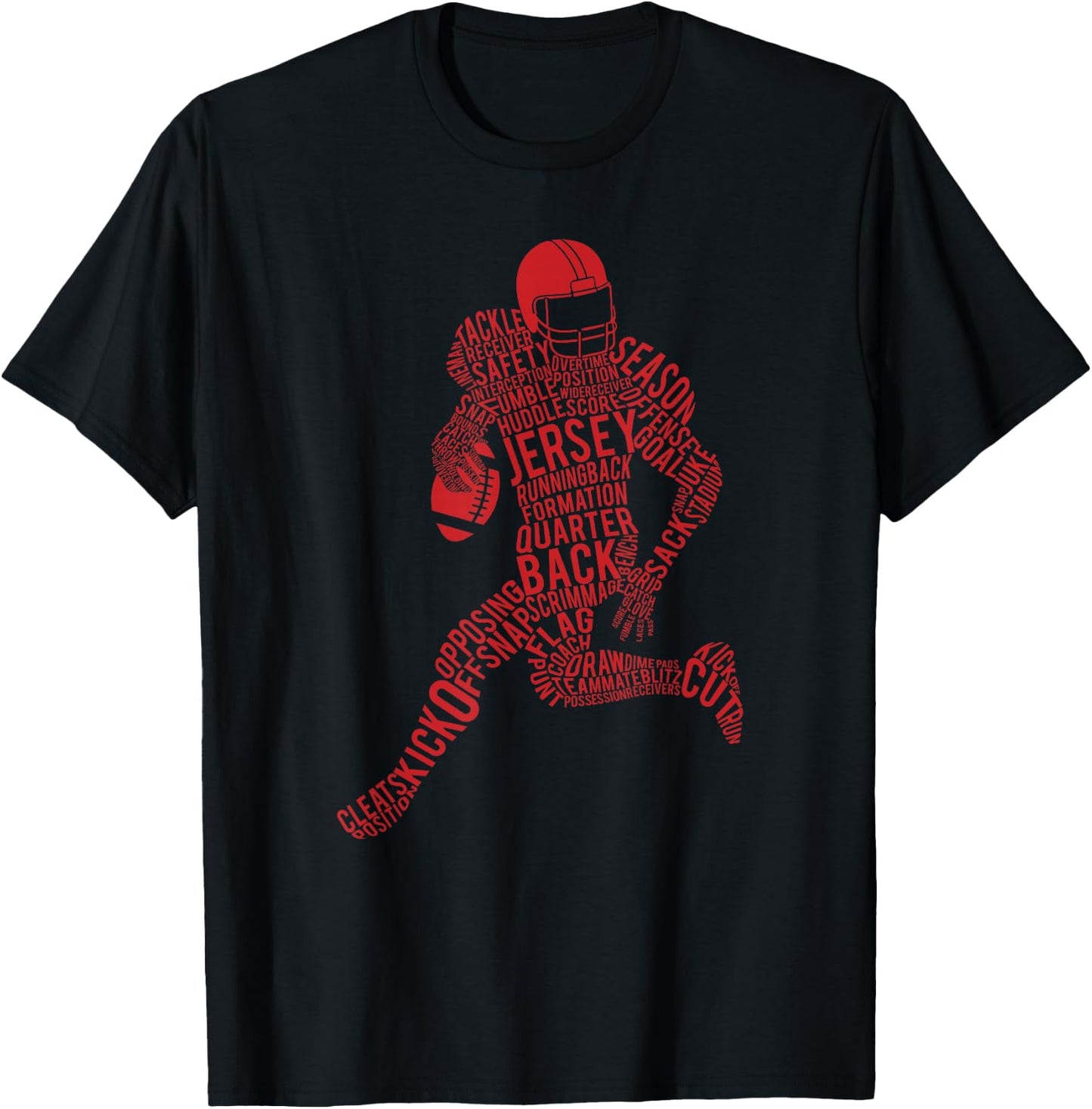 Football Player Typography T-Shirt - T-Shirt | Black
