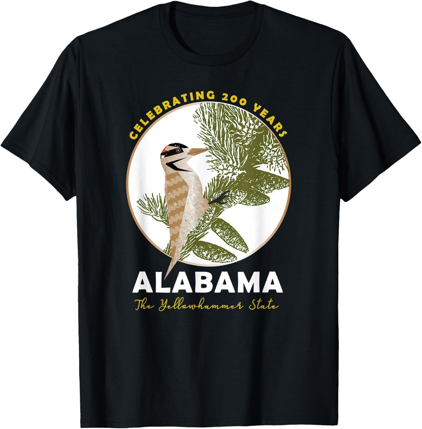 Alabama Bicentennial The Yellowhammer State 1819-2019 T-Shirt - T-Shirt | Black