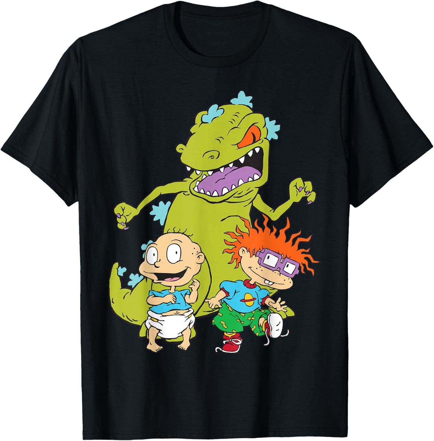 Nickelodeon Tommy And Chuckie With Reptar T-Shirt - T-Shirt | Black