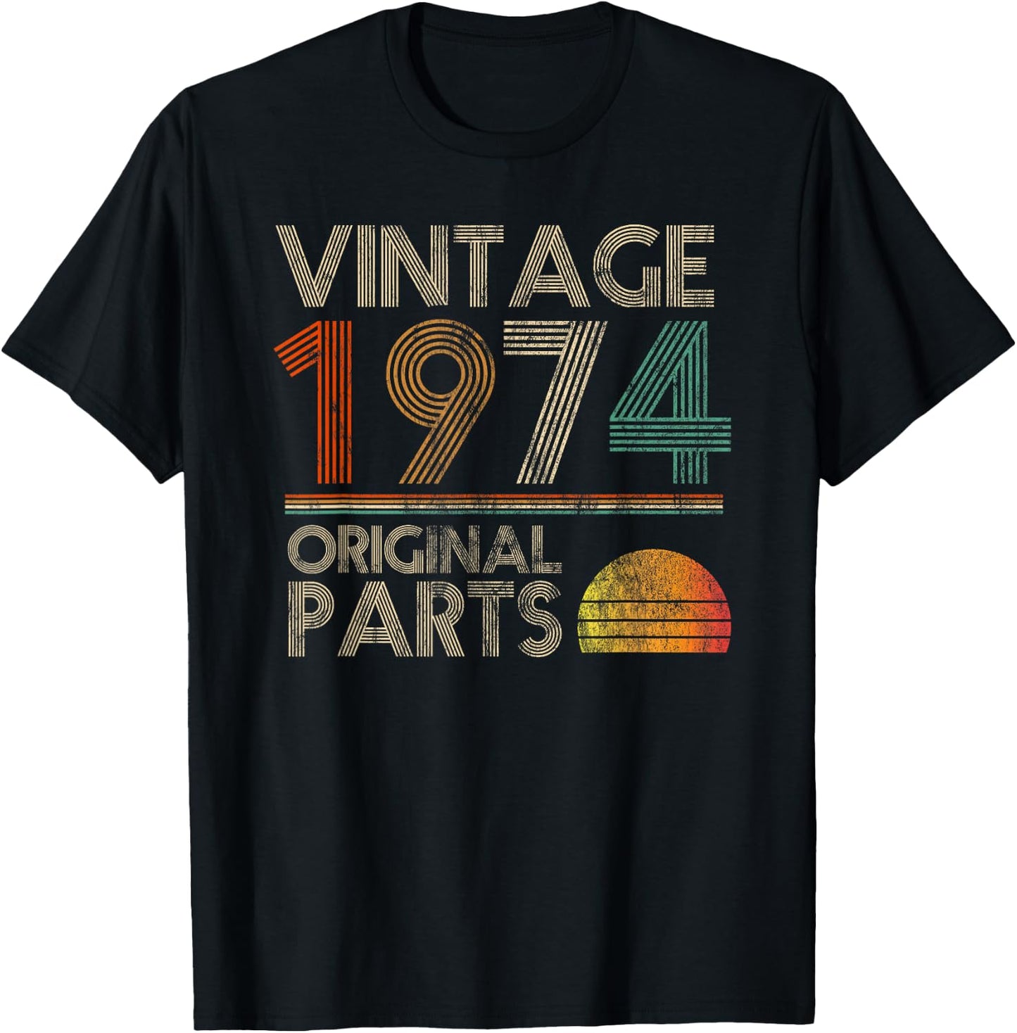 Vintage Original Parts Birthday 1974 48th Retro Style T-Shirt - T-Shirt | Black