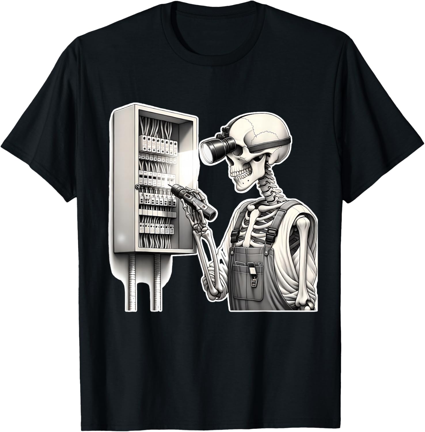 Halloween Skeleton Electrician T-Shirt - T-Shirt | Black