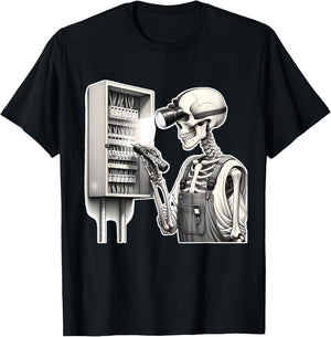 Halloween Skeleton Electrician T-Shirt - T-Shirt | Black