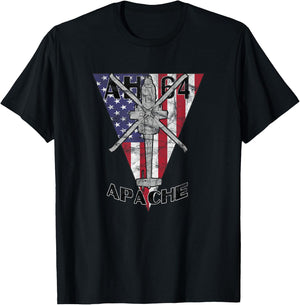AH-64 Apache attack helicopter patriotic vintage design T-Shirt - T-Shirt | Black
