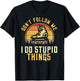 Don't Follow Me I Do Stupid Things Retro Roller Blading T-Shirt - T-Shirt | Black