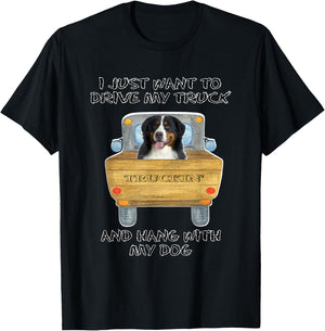 Truck Driving Dog Bernese Mountain Dog T-Shirt - T-Shirt | Black