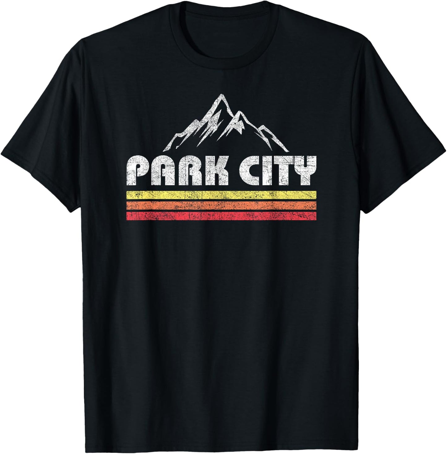 Vintage Retro Park City Utah Mountain Faded Bars Ski Sports T-Shirt - T-Shirt | Black