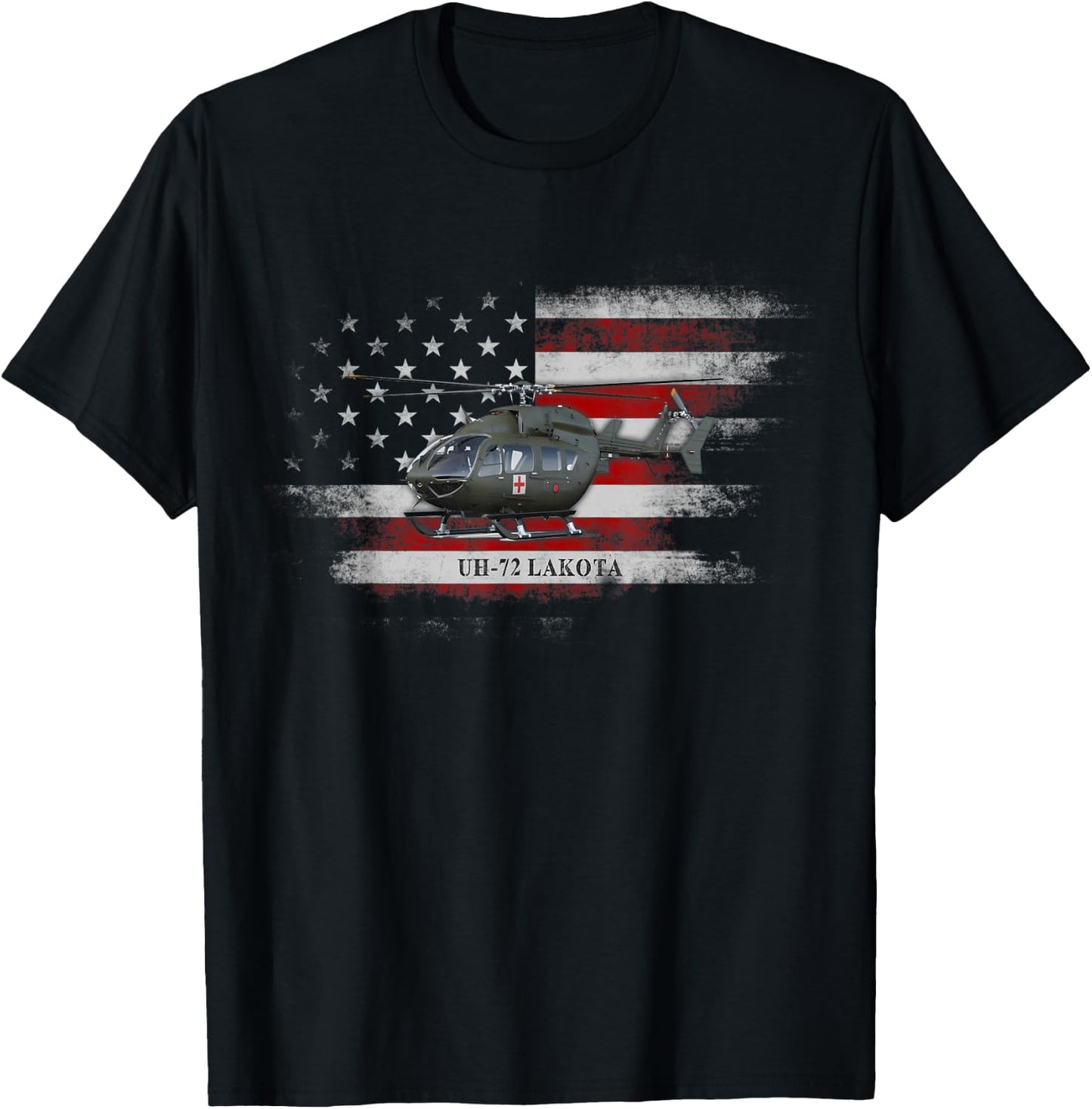 UH-72 Lakota Helicopter USA Flag Helicopter Pilot Gifts Women Men T-Shirt - T-Shirt | Black