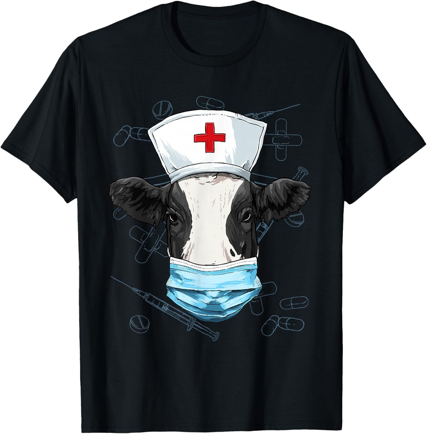 Cow Nurse Shirt Nursing Student Registered Nurse RN LPN CNA T-Shirt - T-Shirt | Black