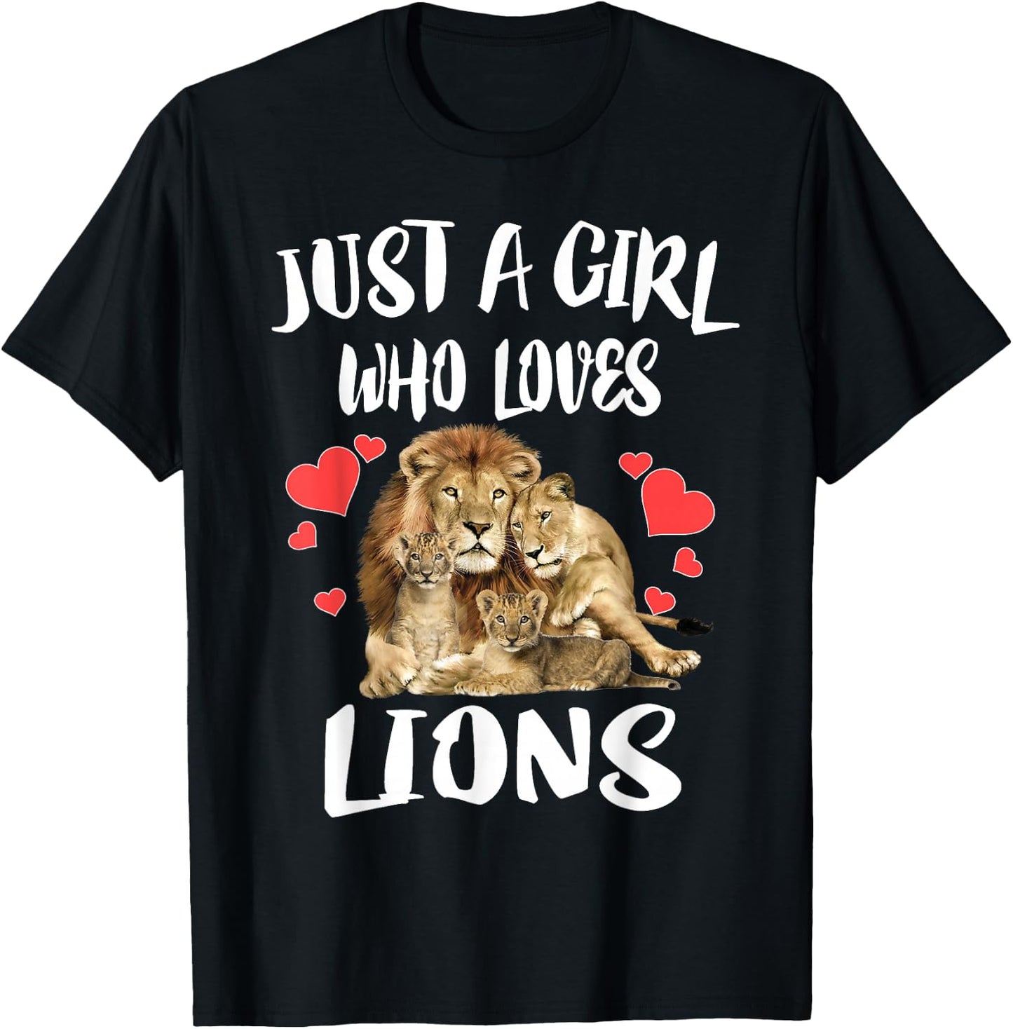 Just A Girl Who Loves Lion Animal T-Shirt - T-Shirt | Black