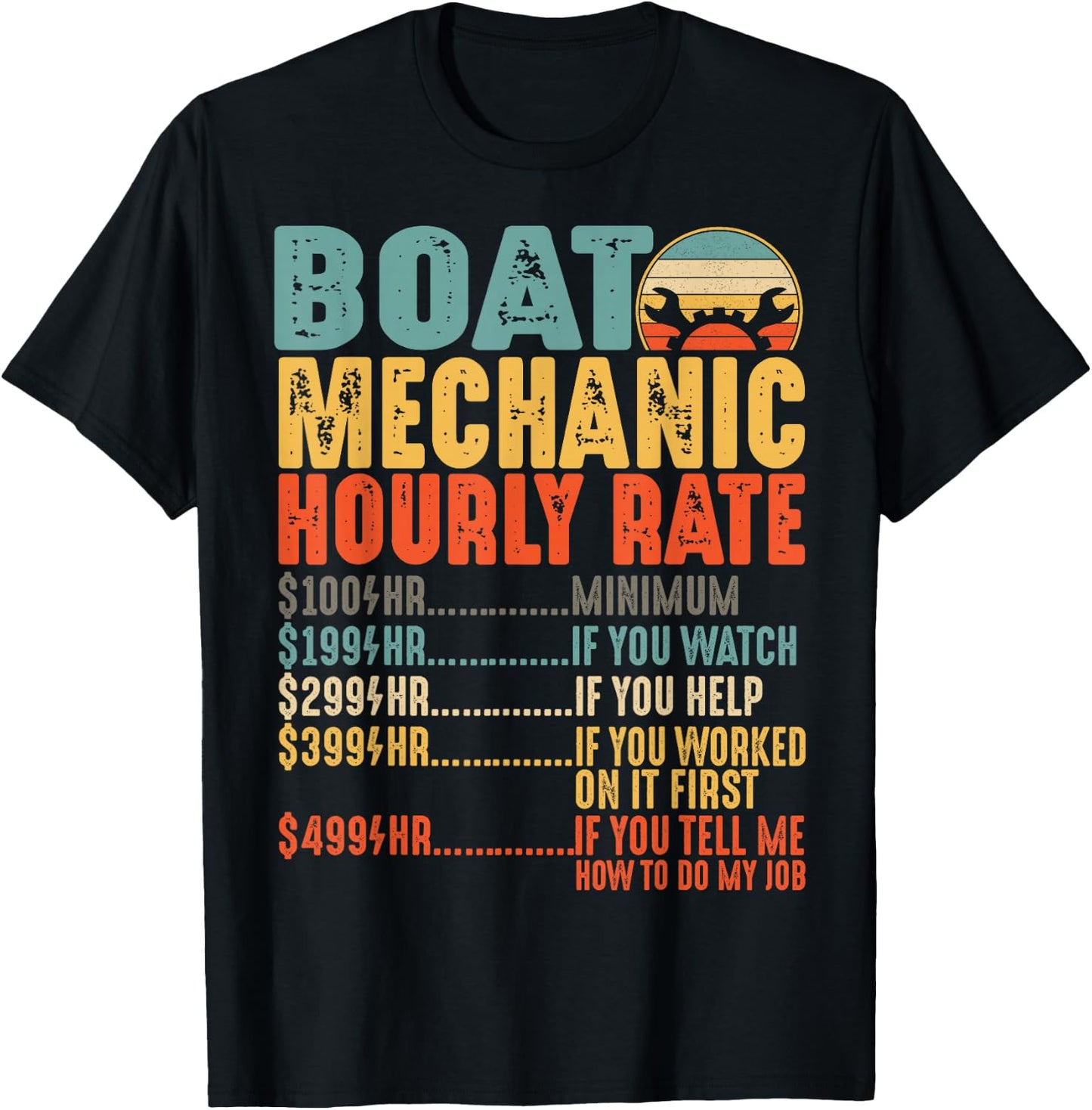 Funny Boat Mechanic Hourly Rate Mechanics Saying Men T-Shirt - T-Shirt | Black