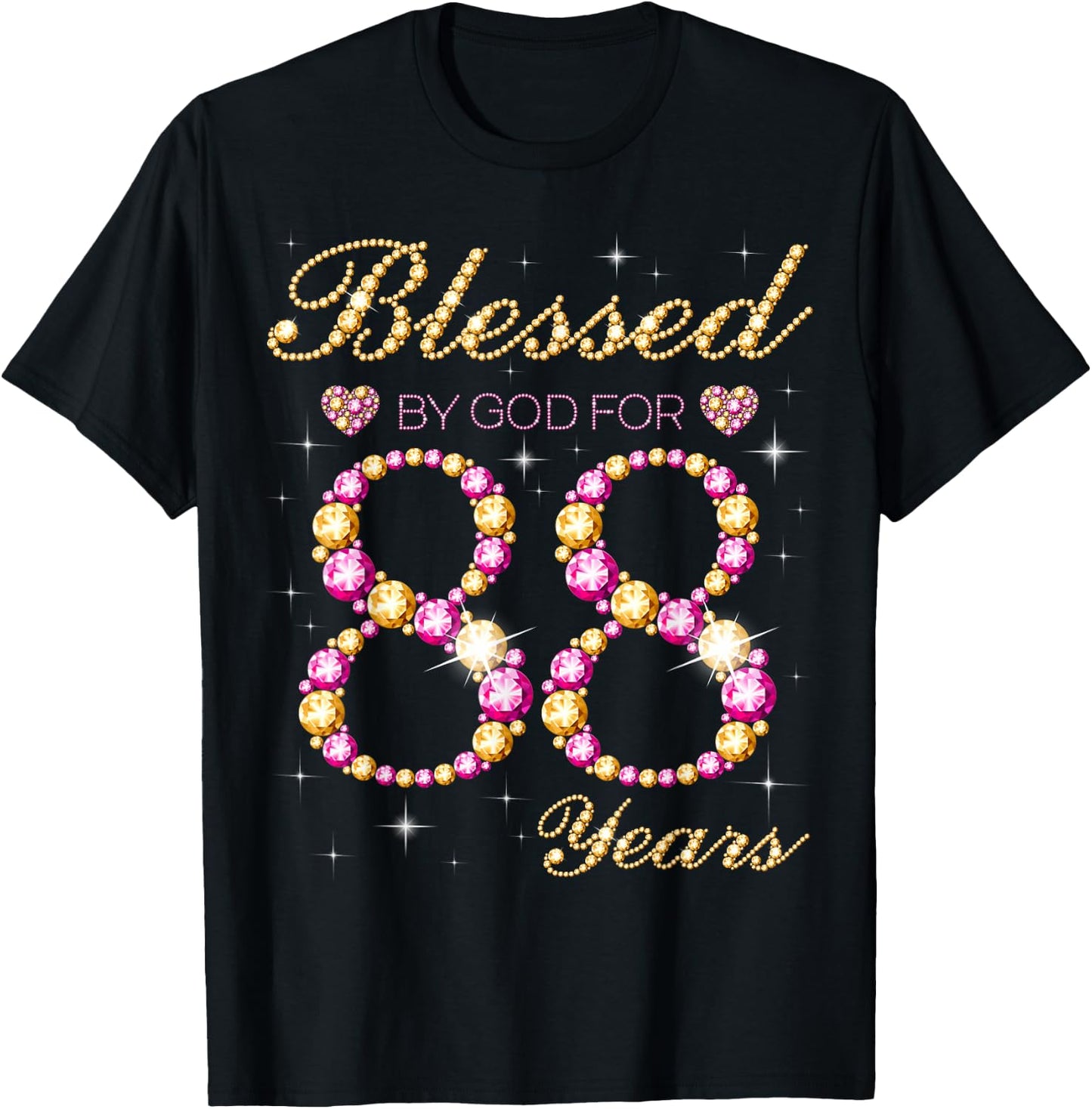Blessed By God For 88 Years Old Birthday Party T-Shirt - T-Shirt | Black