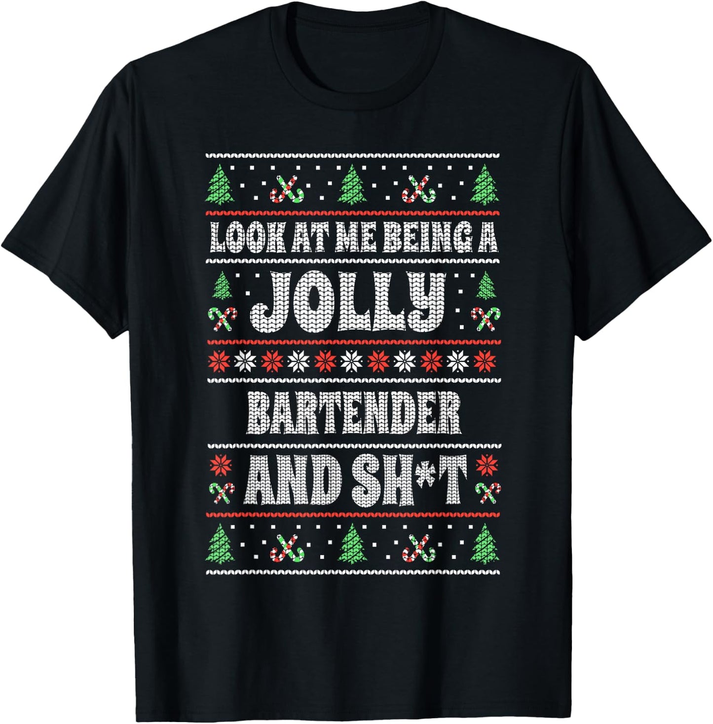 Funny Bartender Christmas Novelties Men's Black , Small, Christmas Themed T-Shirt - T-Shirt | Black