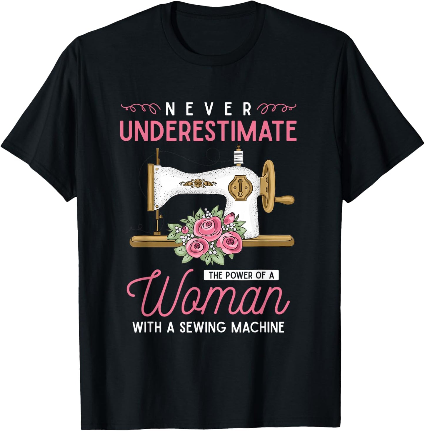 Quilter Sewing Machine Seamstress Women Girls Funny Sewing T-Shirt - T-Shirt | Black