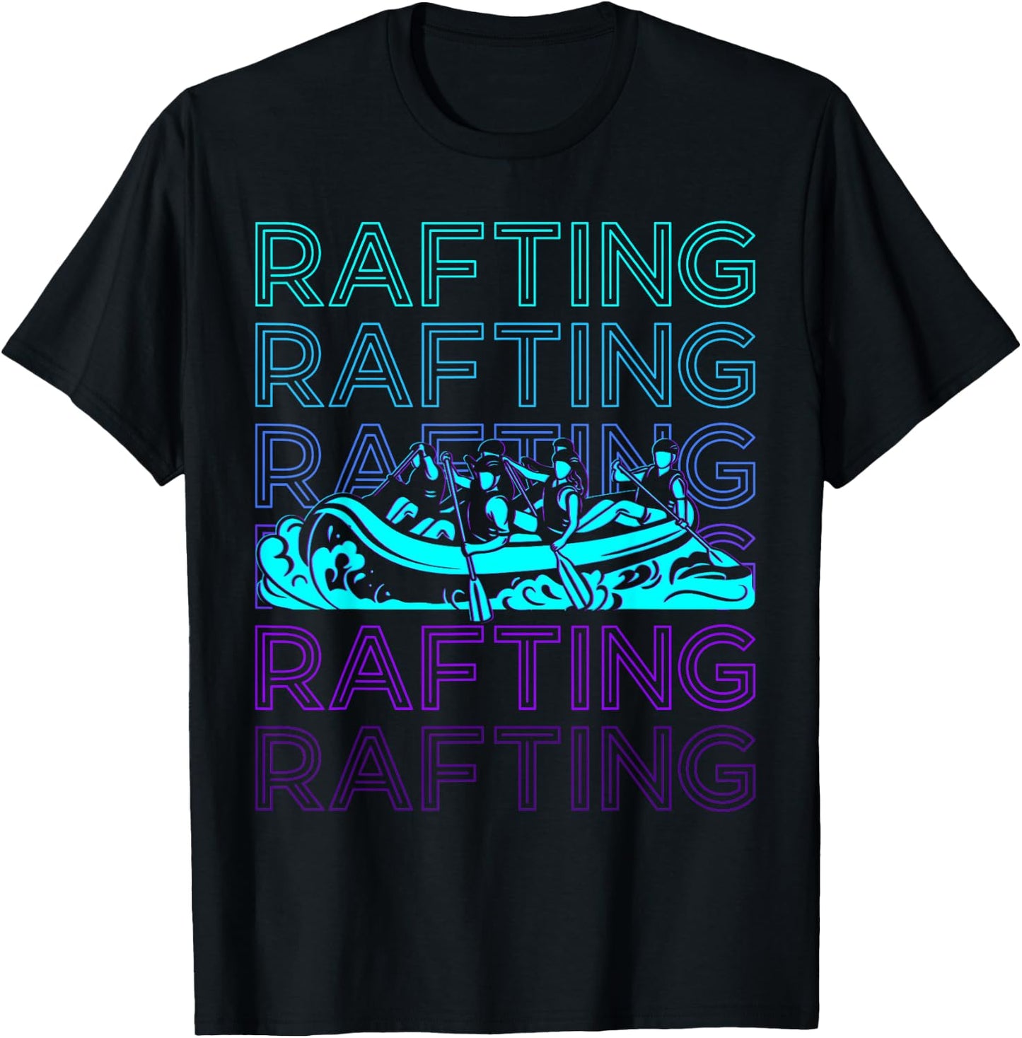 Rafting Whitewater Raft Retro T-Shirt - T-Shirt | Black
