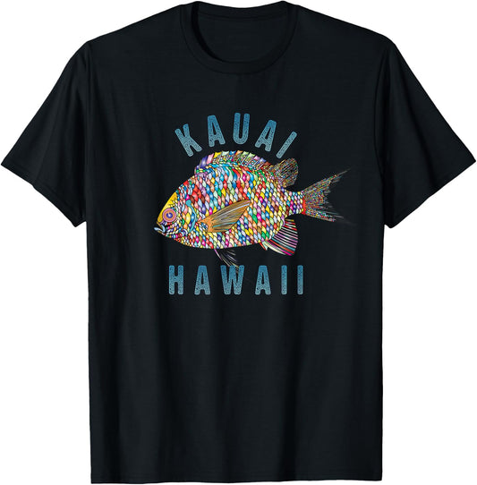 Kauai, Hawaii Beach Design / Souvenir Illustration Men Women Kids T-Shirt - T-Shirt | Black