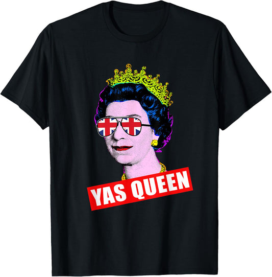 Elizabeth Yas Queen with Sunglasses Queen of England T-Shirt - T-Shirt | Black