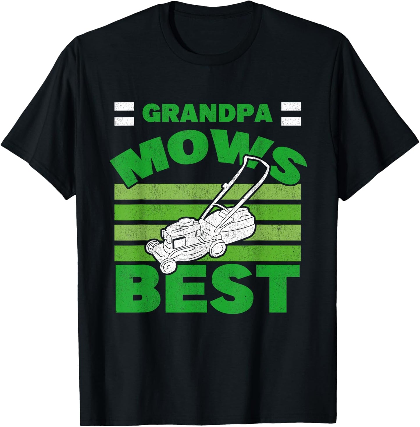 Grandpa Mows Best Grandfather Gardener Lawnmower Lawn Mowing T-Shirt - T-Shirt | Black