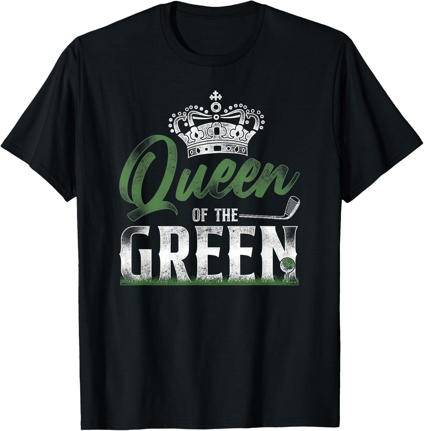 Golf Queen Vintage Crown Queen Of The Green T-Shirt - T-Shirt | Black