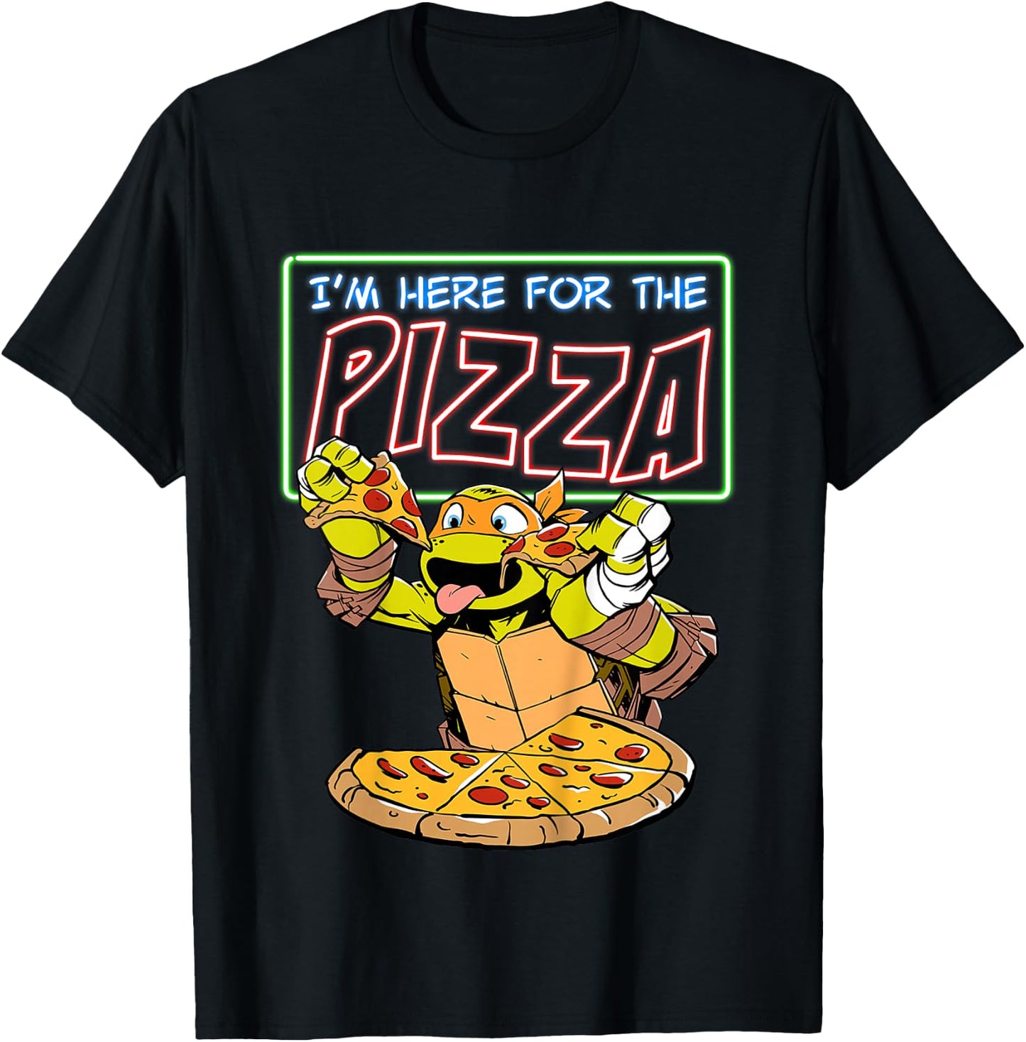 Kids Neon Sign I'm Here for The Pizza TMNT T-Shirt - T-Shirt | Black