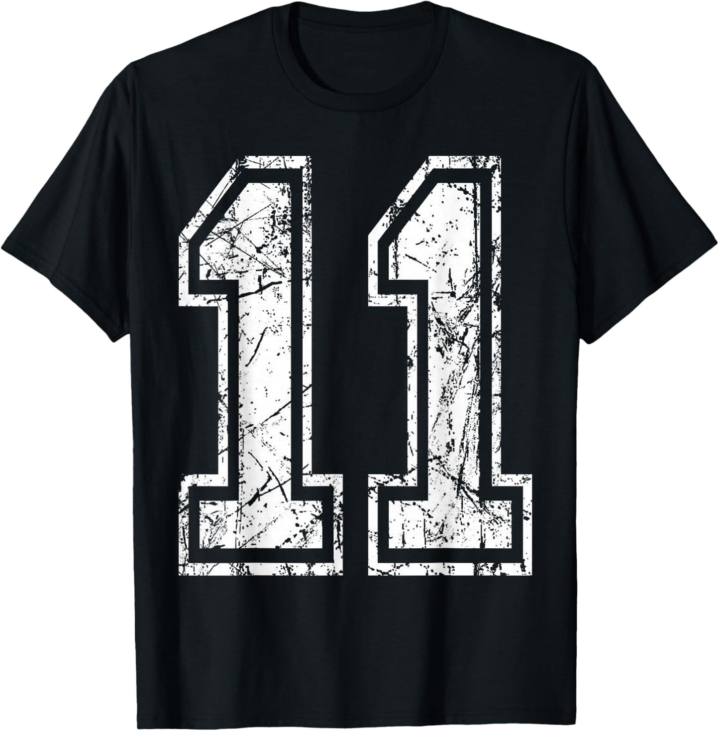 Sports Jersey Grunge Number 11 Team Player Birthday T-Shirt - T-Shirt | Black