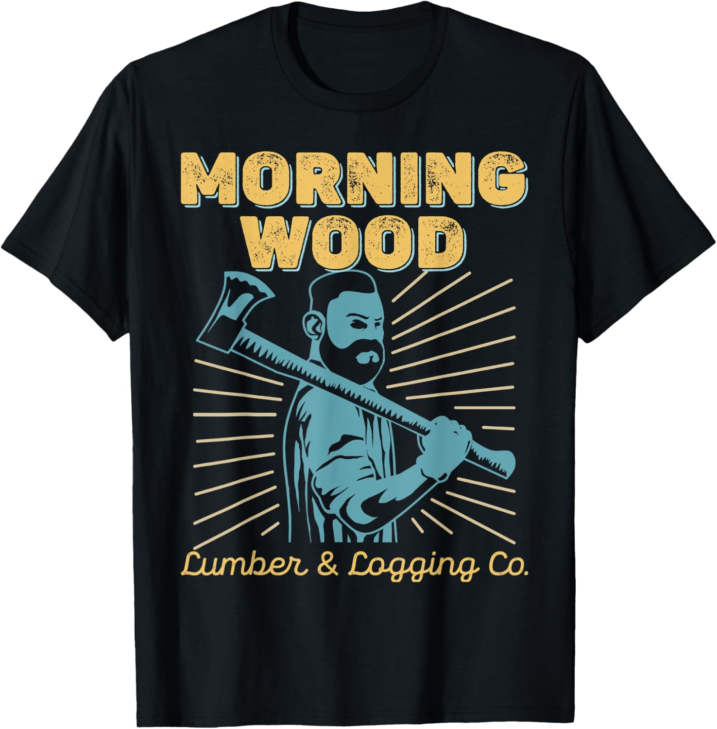 Morning Wood Logging and Lumber pun - Fun lumberjack design T-Shirt - T-Shirt | Black