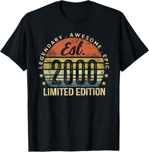 Est 2000 Limited Edition 25th Birthday Gifts 25 Year Old T-Shirt - T-Shirt | Black
