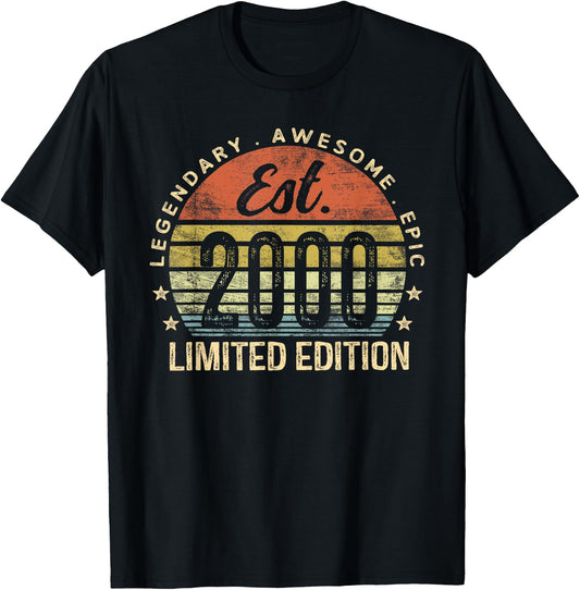 Est 2000 Limited Edition 25th Birthday Gifts 25 Year Old T-Shirt - T-Shirt | Black