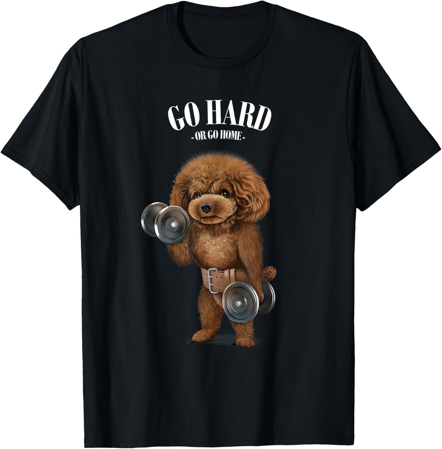 Fox Republic Design Women's Black Poodle Dog Muscle Training T-Shirt - T-Shirt | Black