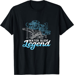 Water Slide Legend Waterslides Aqua Park Swimmer Waterpark T-Shirt - T-Shirt | Black