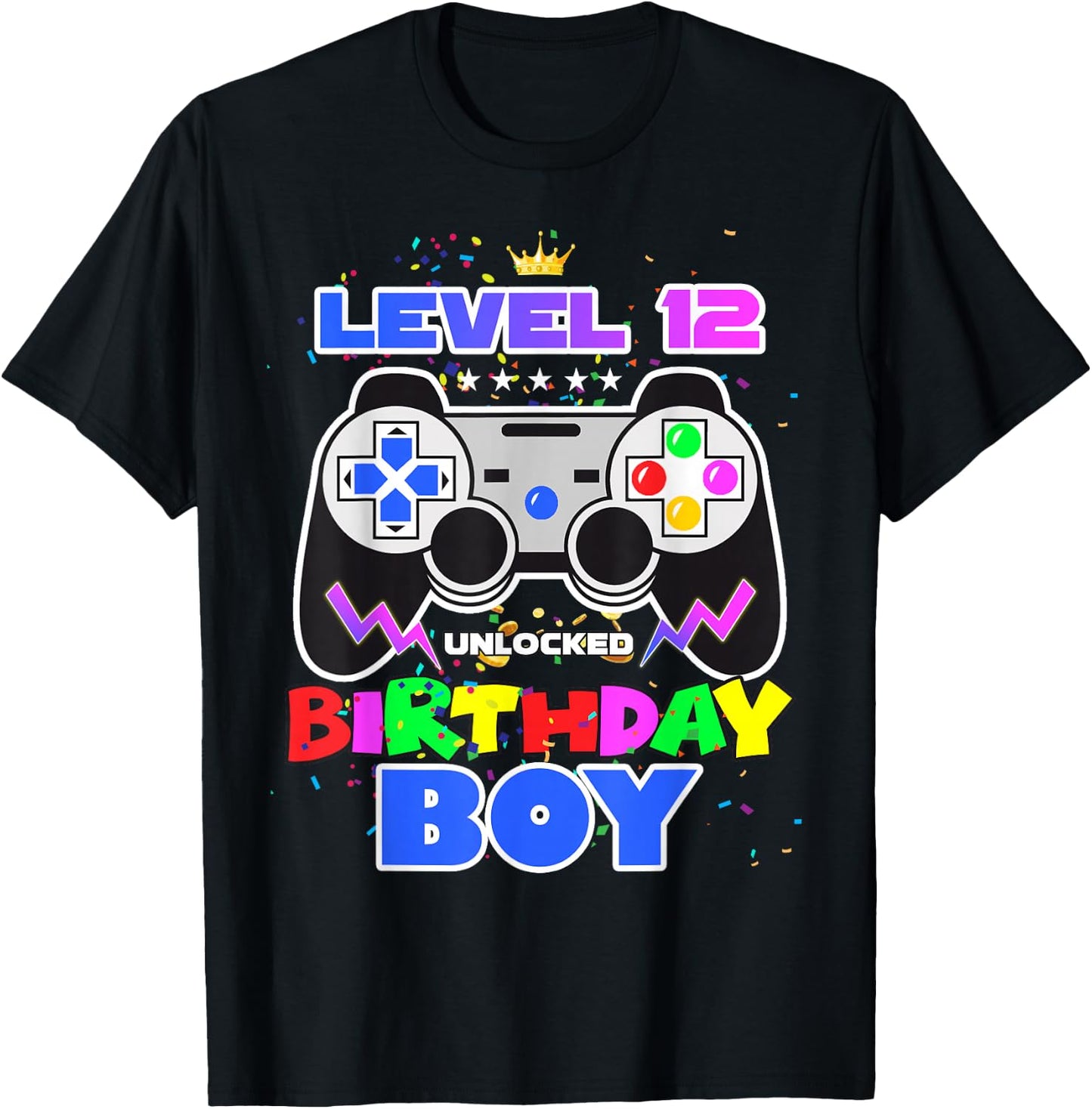 Level 12 Unlocked Birthday Boy 12th Birthday Video Game T-Shirt - T-Shirt | Black