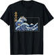 Great wave off Kanagawa with the aesthetic kanji of cats T-Shirt - T-Shirt | Black