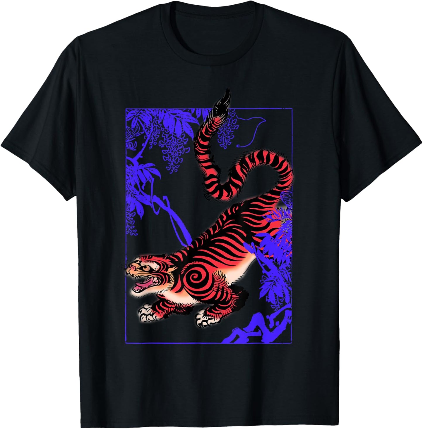 Japanese Aesthetic Tiger Wild Cat Japanese Kanji T-Shirt - T-Shirt | Black