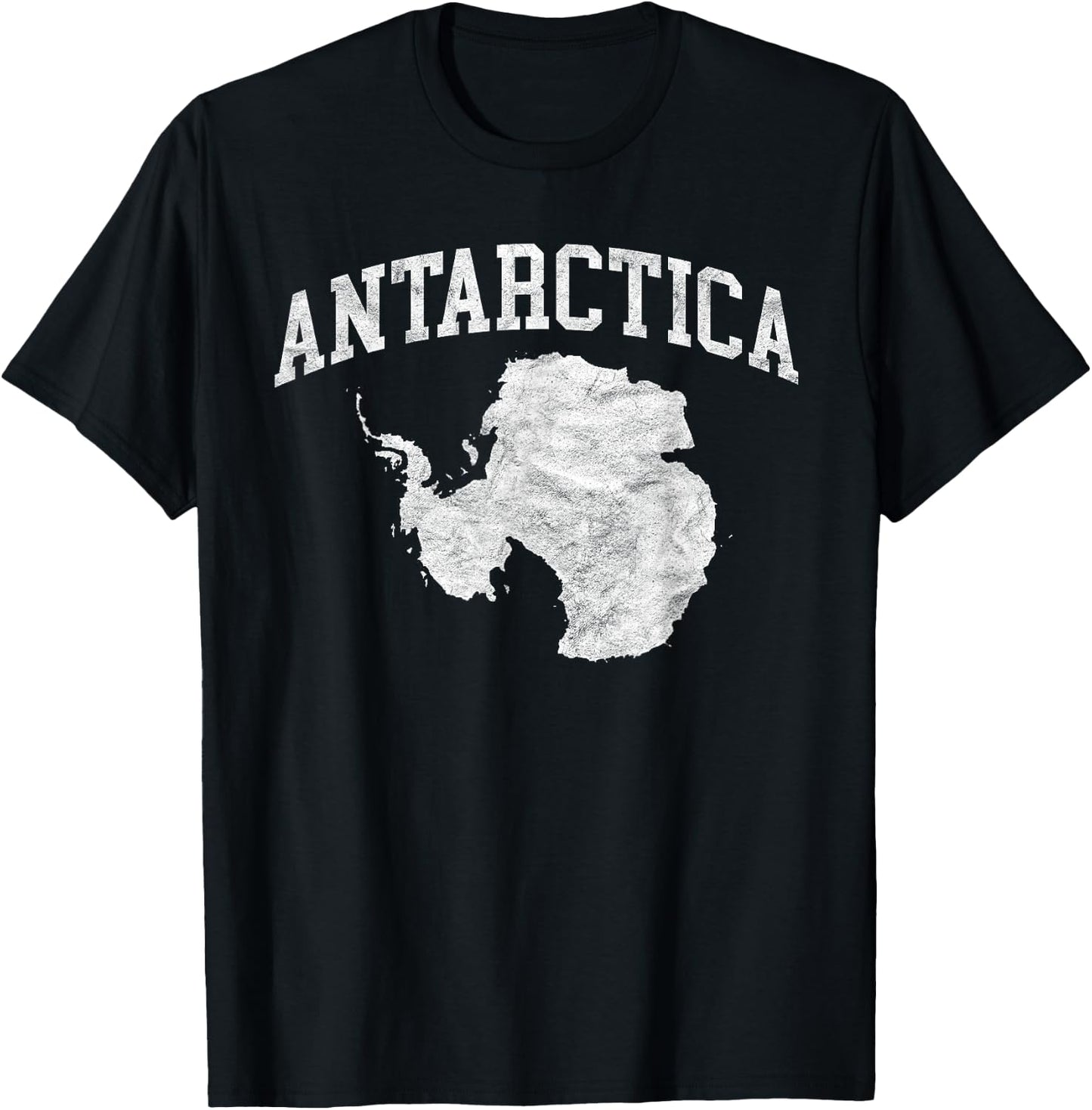 Antarctic Map Minimalist Distressed Vintage 80s T-Shirt - T-Shirt | Black