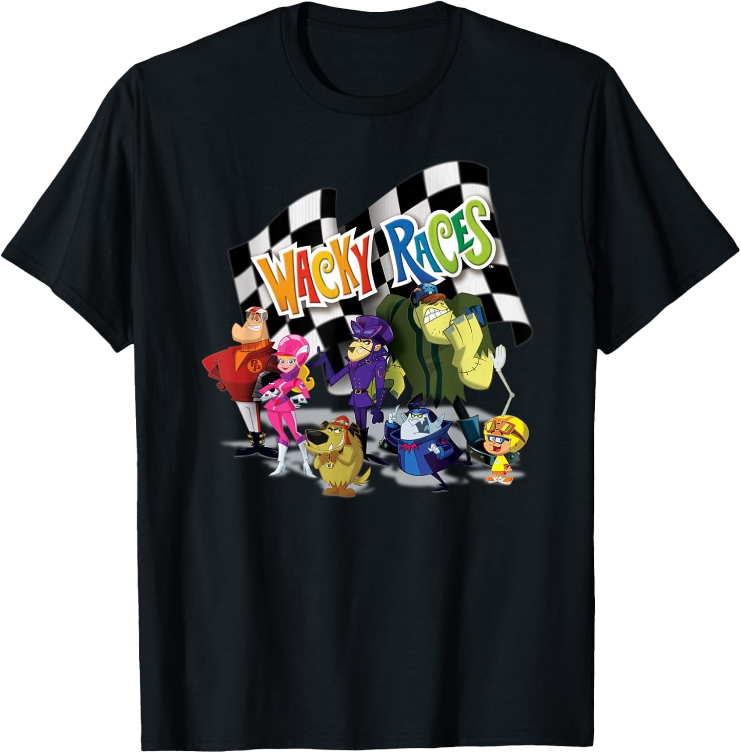 Wacky Races The Whole Crew of Racers T-Shirt - T-Shirt | Black