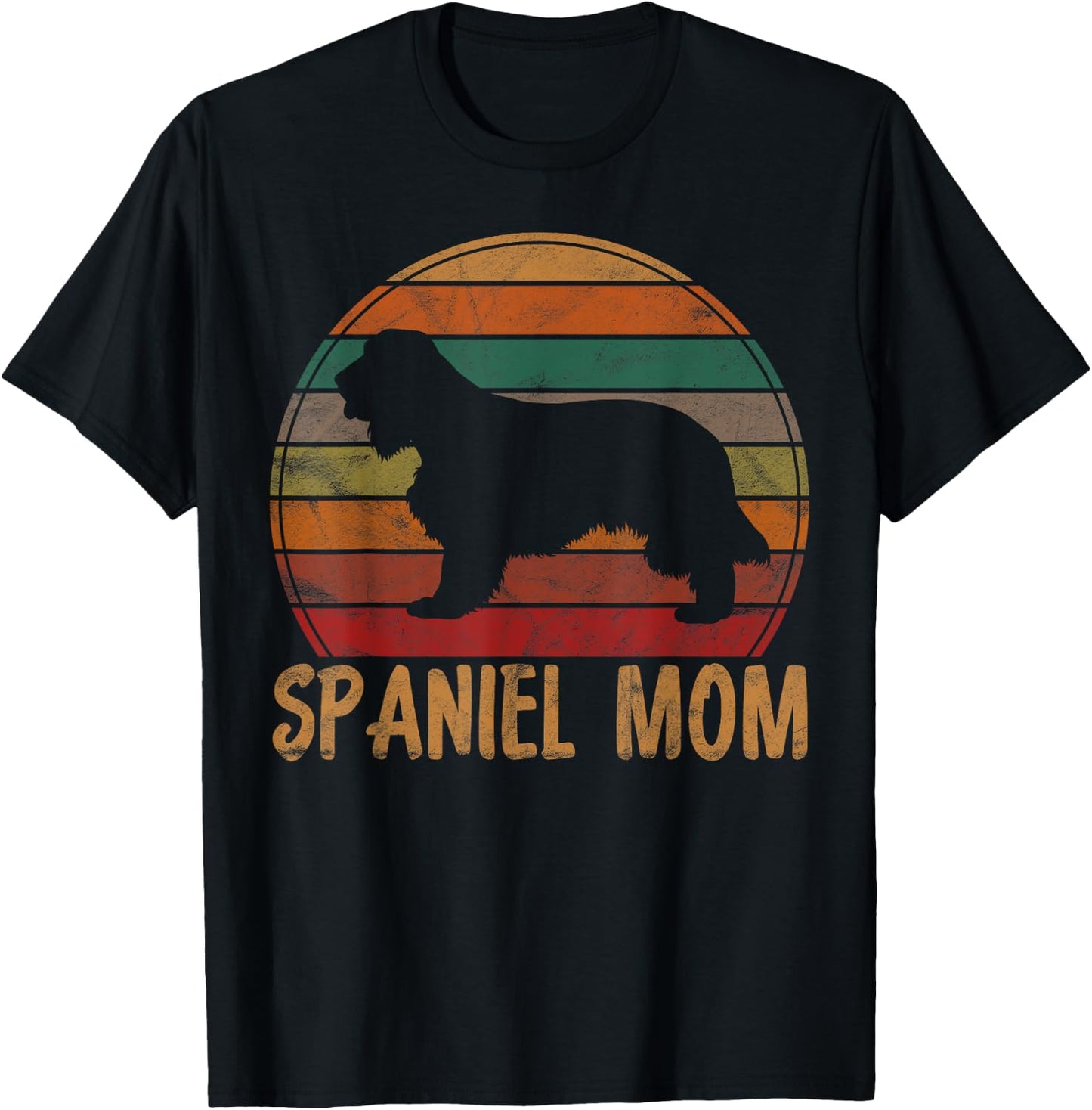 Retro Spaniel Mom Gift Dog Mother Pet English Cocker Mama T-Shirt - T-Shirt | Black