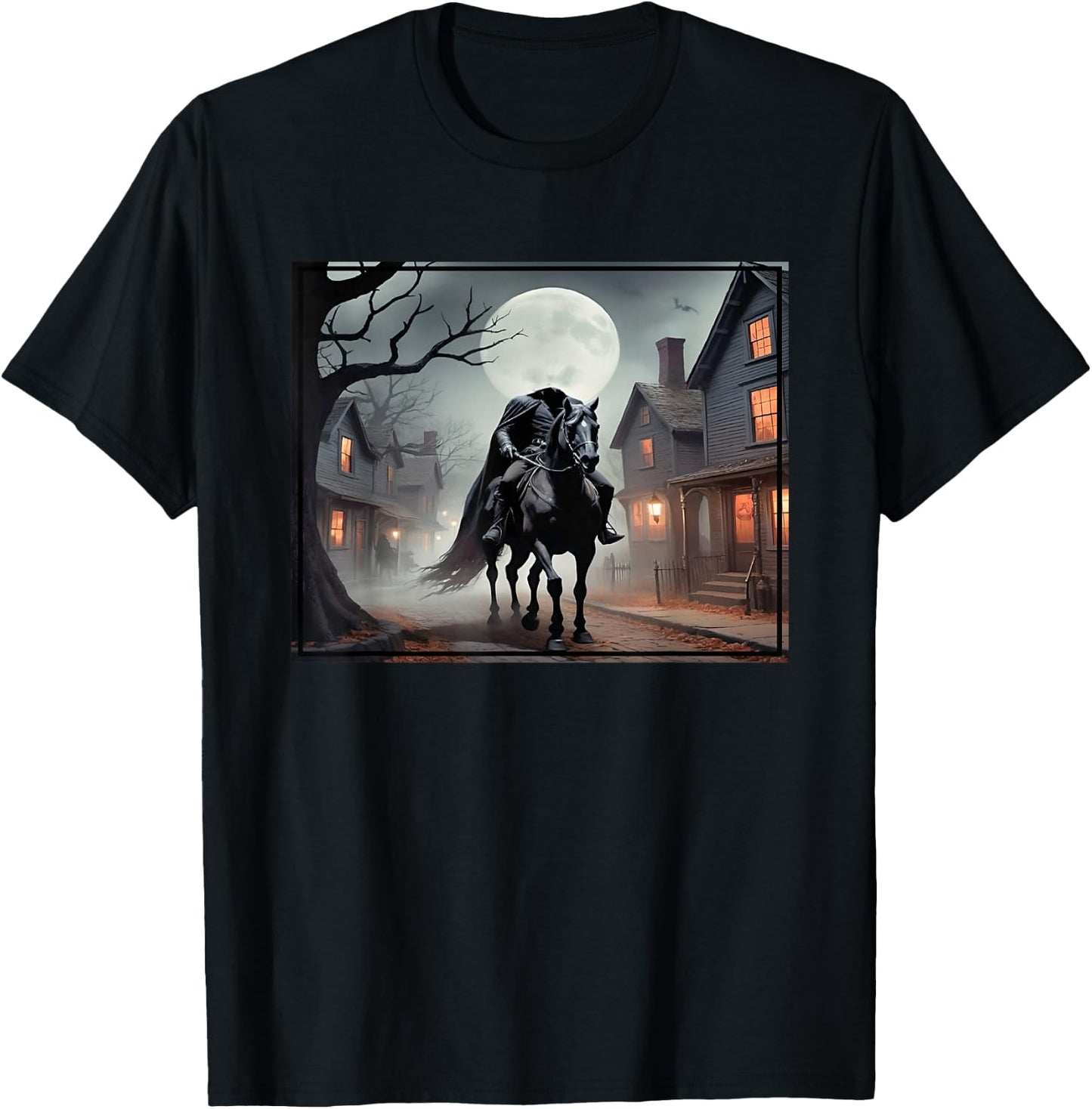 Headless Horseman Riding Through The Town of Sleepy Hollow T-Shirt - T-Shirt | Black