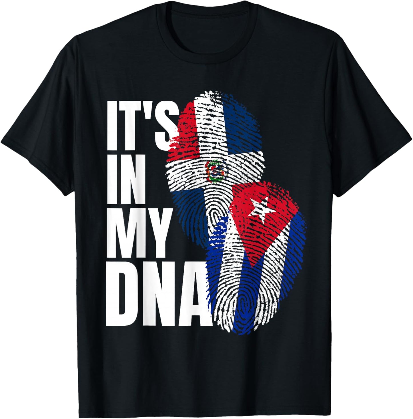 Cuban And Dominican Mix DNA Flag Heritage T-Shirt - T-Shirt | Black