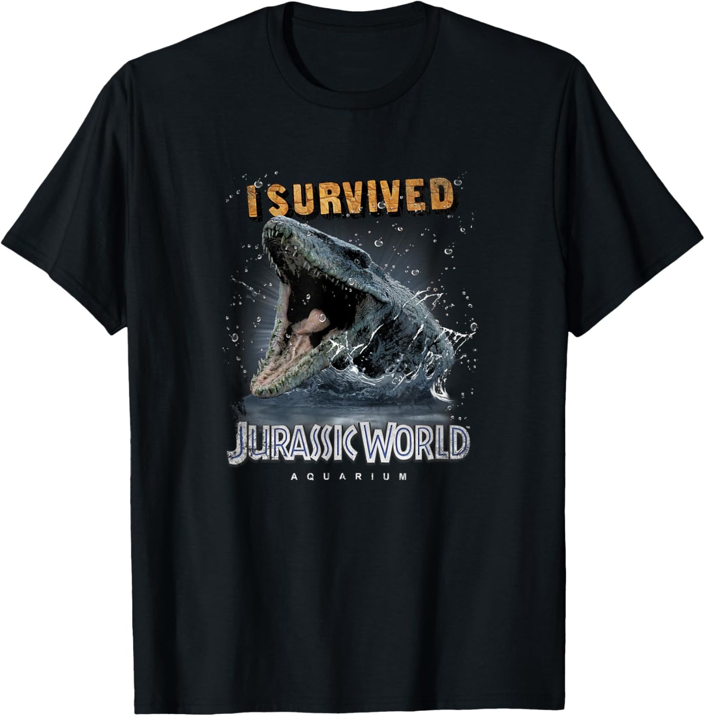 Jurassic World Mosasaurus I Survived Jurassic Aquarium T-Shirt - T-Shirt | Black