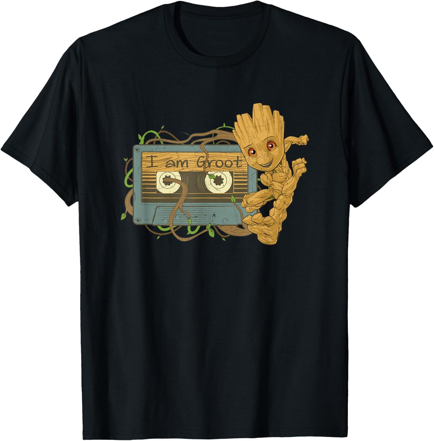 Marvel Guardians of The Galaxy I Am Groot Mixtape Small T-Shirt - T-Shirt | Black